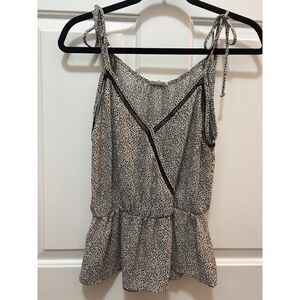 Sienna Sky Thin Strap Top White w Black Small New